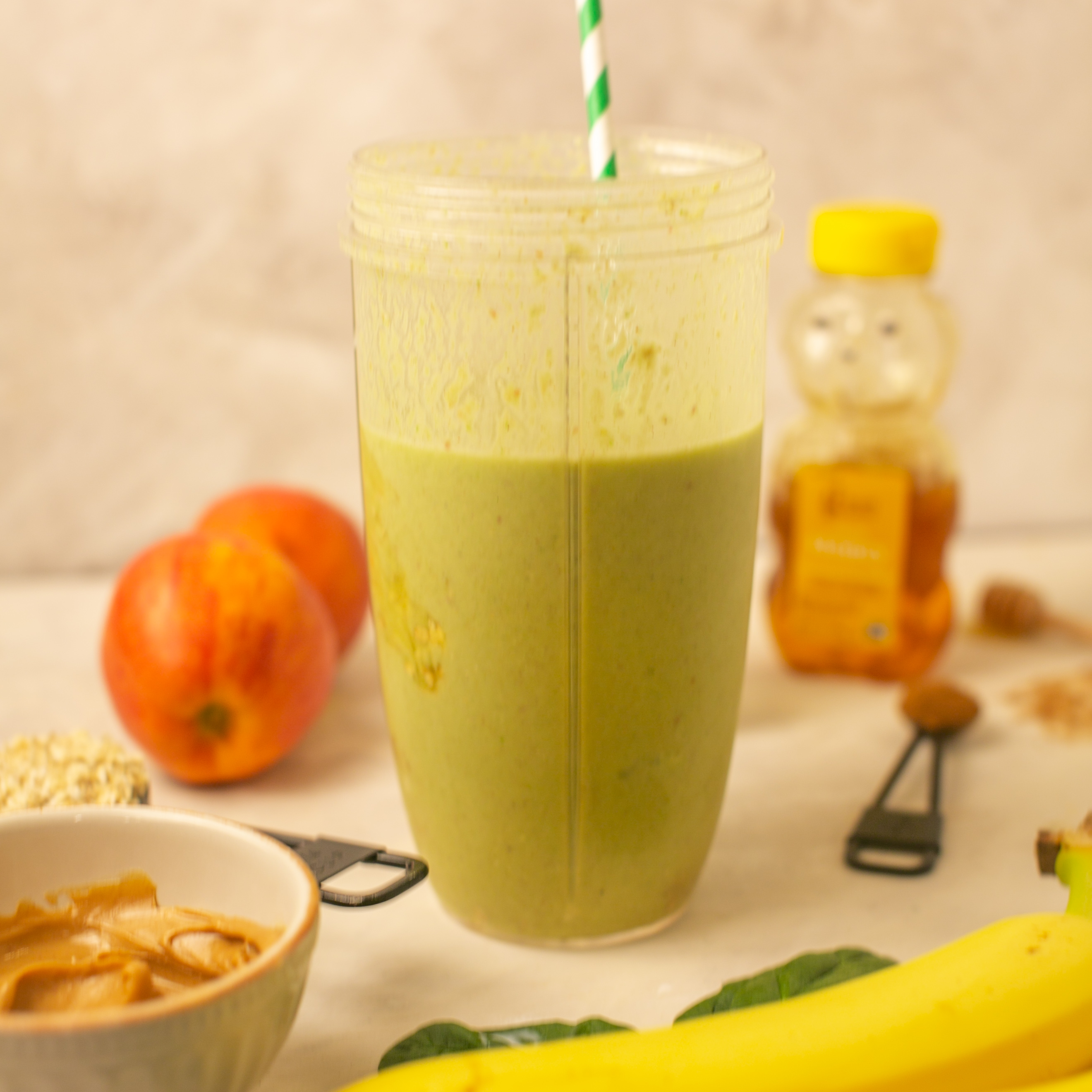 A finished product of the green smoothie. 