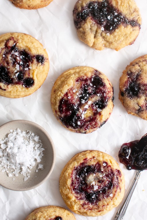 Blueberry Swirled Cornbread Cookies