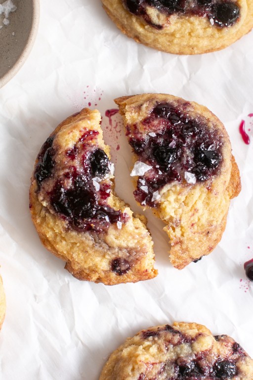 Blueberry Swirled Cornbread Cookies