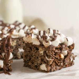 Inside view of the rocky road marshmallow bars