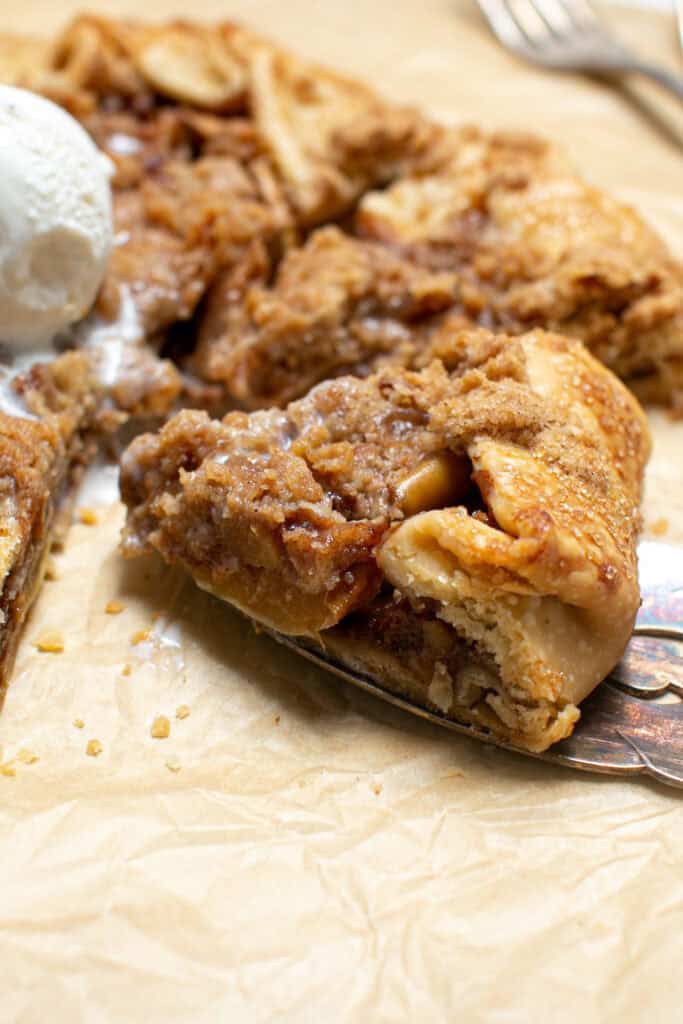 a slice of the apple crumble galette 
