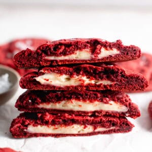 cheesecake-stuffed red velvet cookies