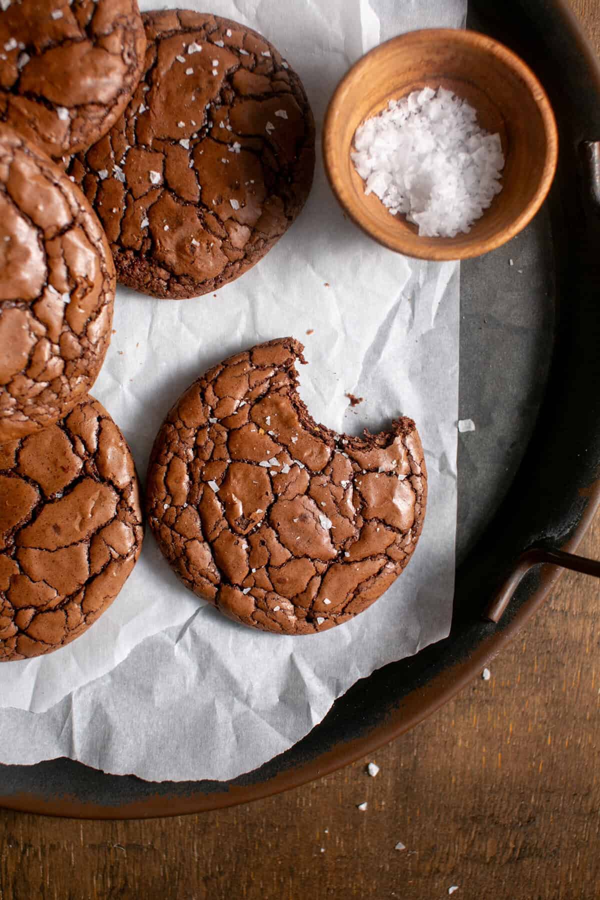 Brownie cookie with a bite missing