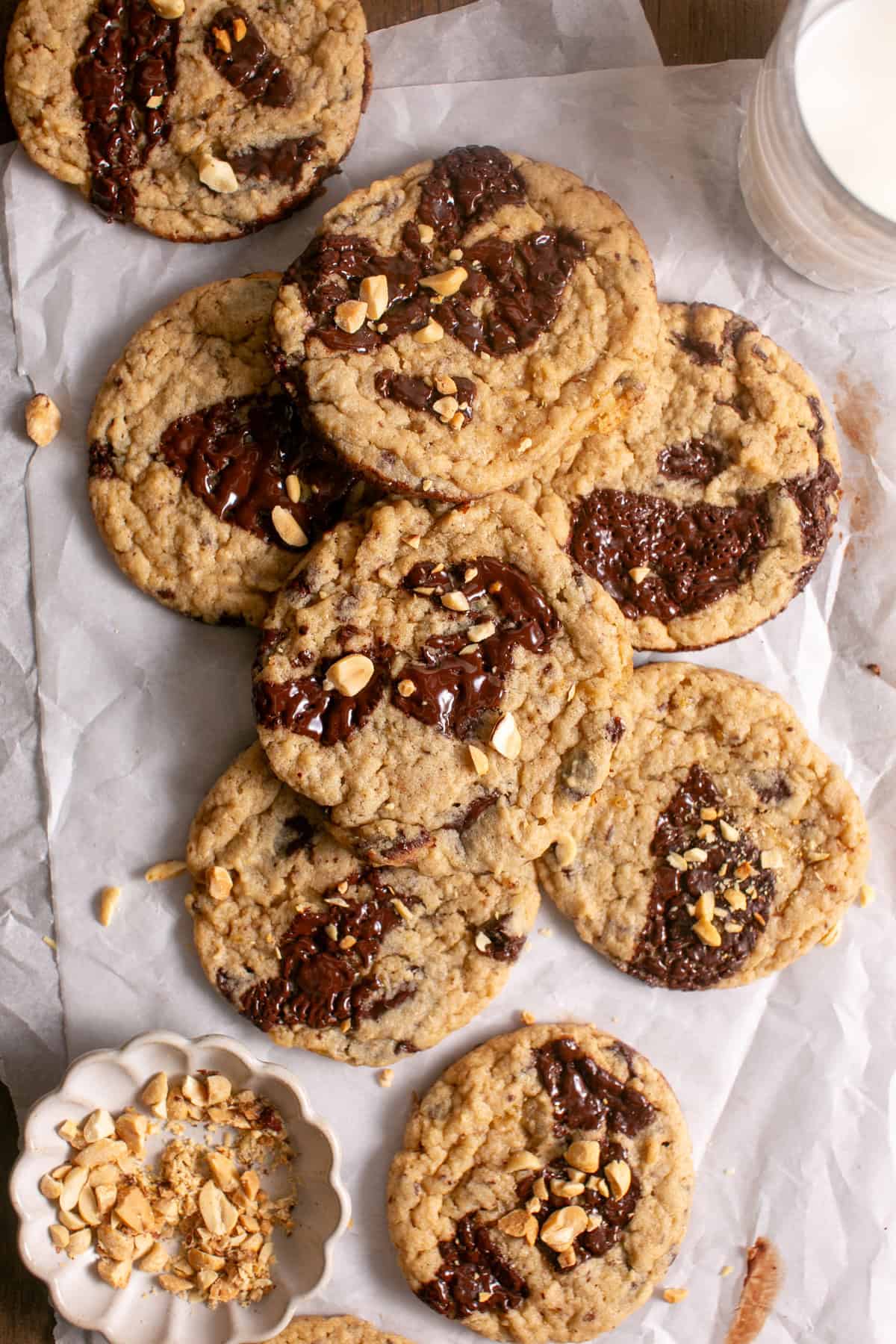 Peanut Butter Banana Cookies on parchment paper. 