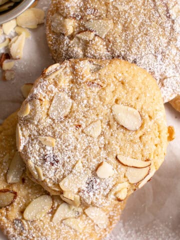 Almond Cookies with powdered sugar.