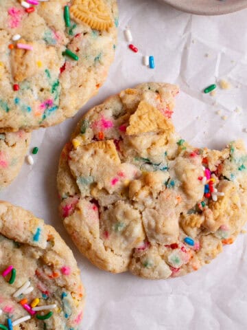 Golden Funfetti Cookies with sprinkles.