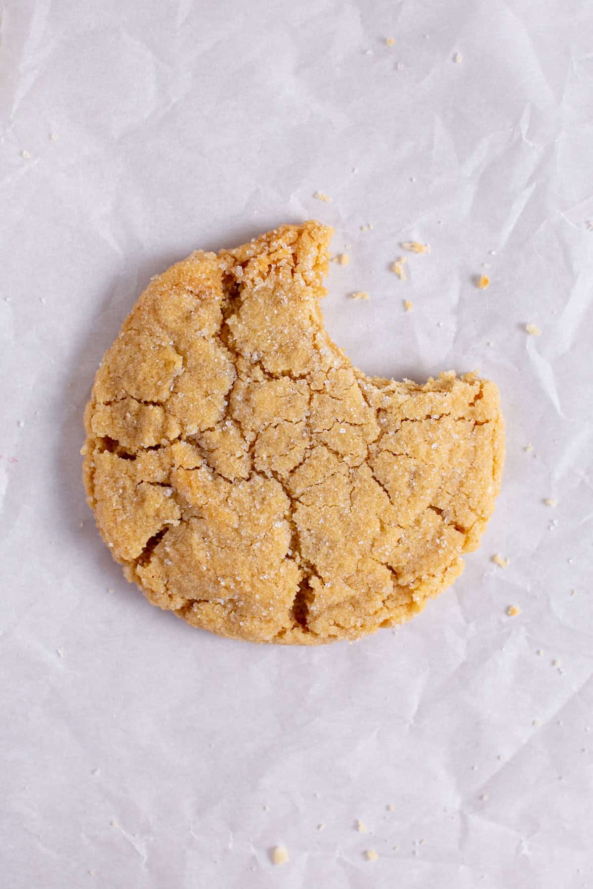 Single Serve Peanut Butter Cookie with a bite missing.
