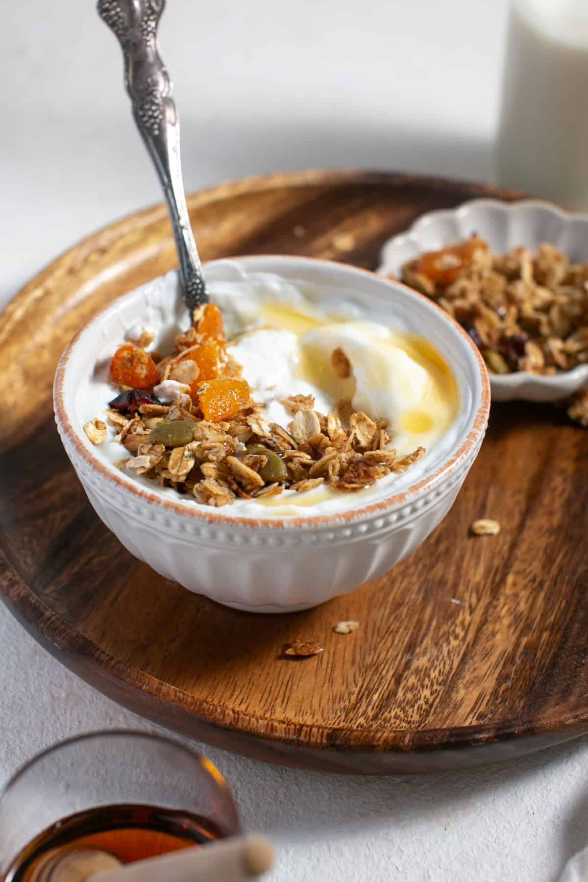 Homemade Pumpkin Spice Granola with a spoonful of yogurt. 