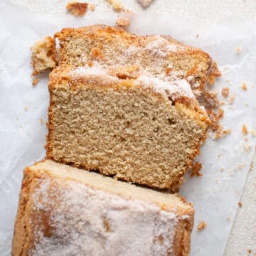 Apple Cider loaf on parchment paper.