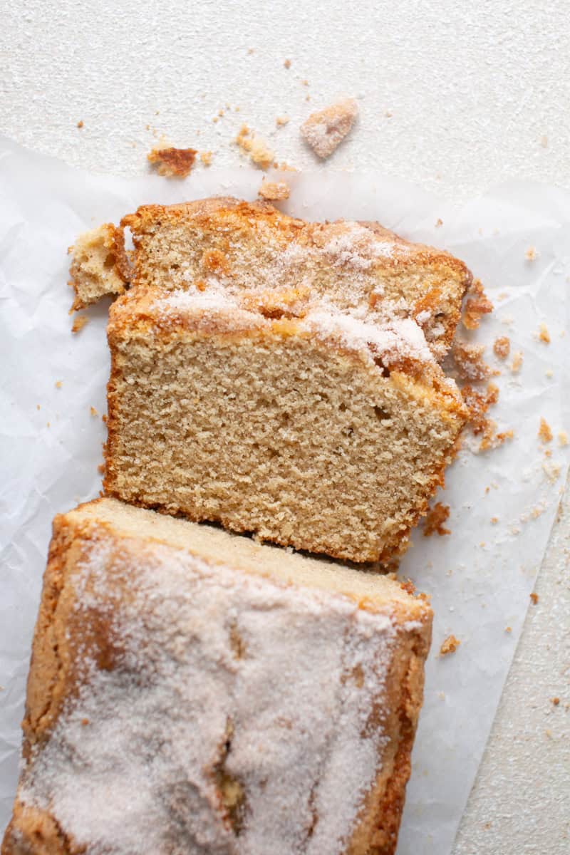 Apple Cider loaf on parchment paper.