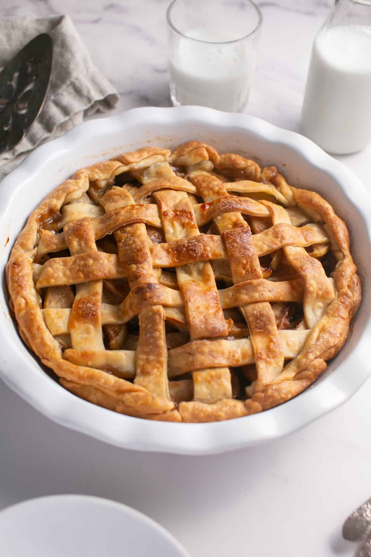 Easy Holiday Apple Pie with a pie server. 