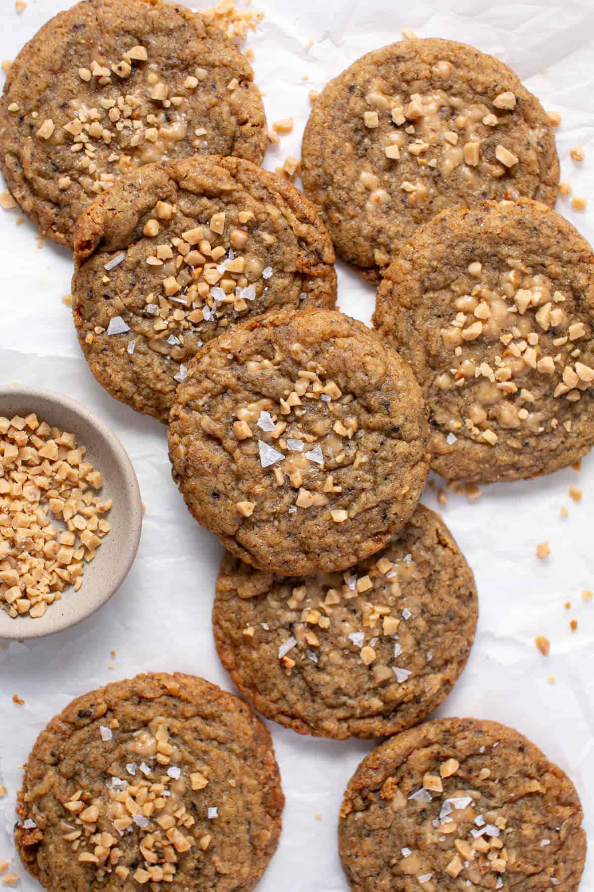 Toffee Coffee Browned Butter Cookie Recipe with toffee bits.