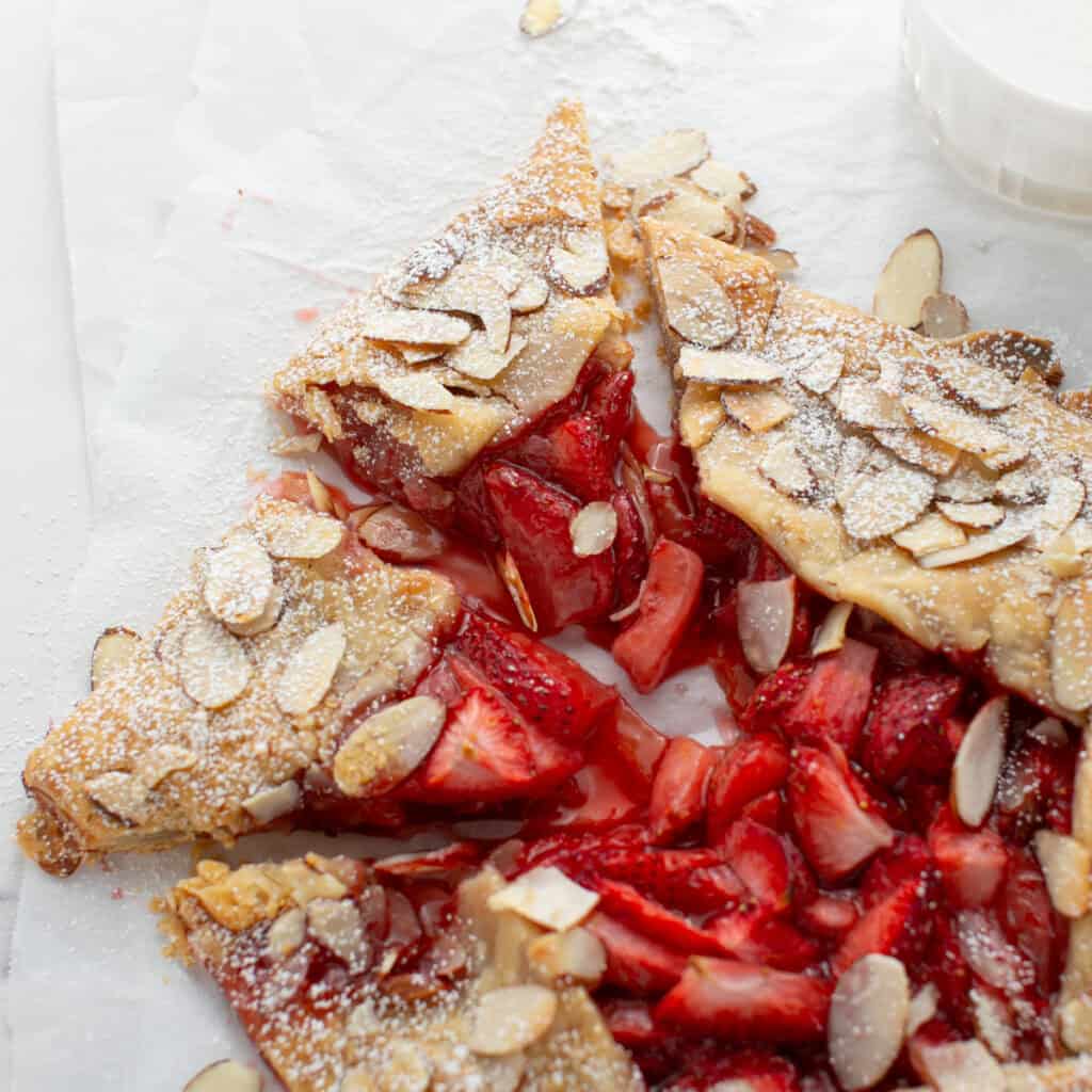 Easy Rustic Strawberry Almond Galette with Lemon