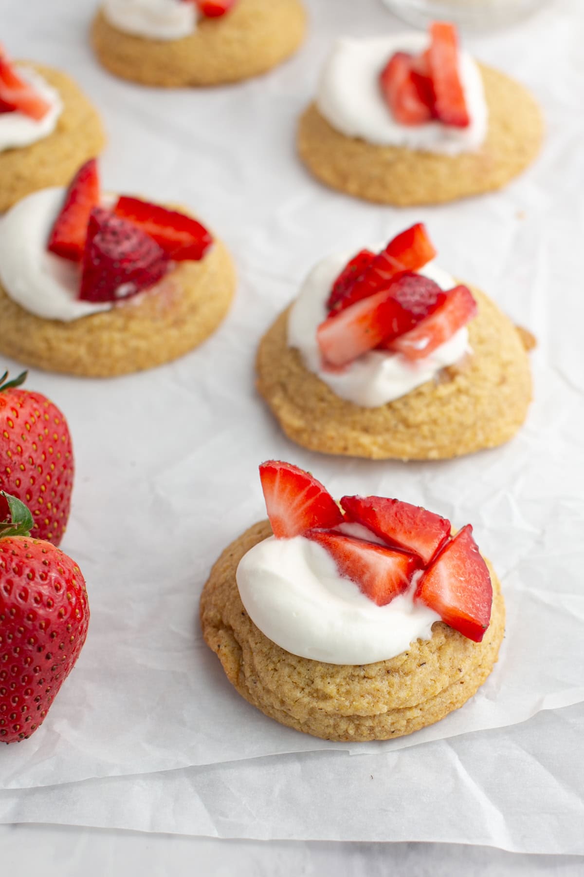 Cornbread Cookies with whipped cream.