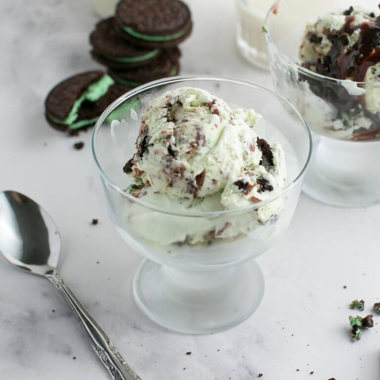 No Churn Double Mint Chocolate Chip Cookie Ice Cream
