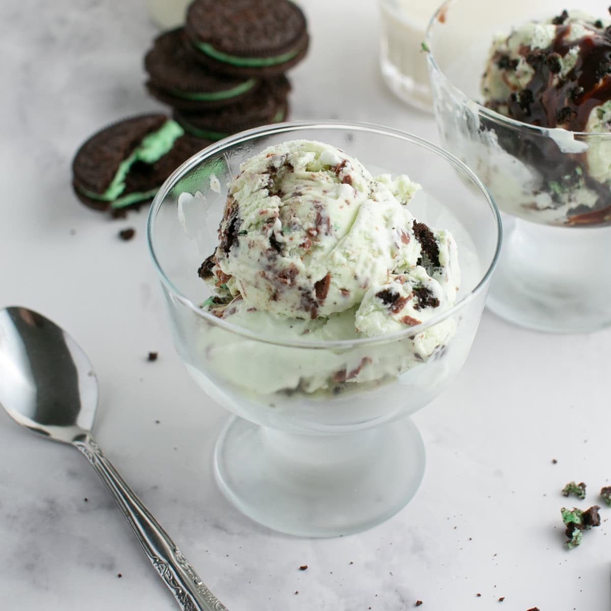 No Churn Double Mint Chocolate Chip Cookie Ice Cream