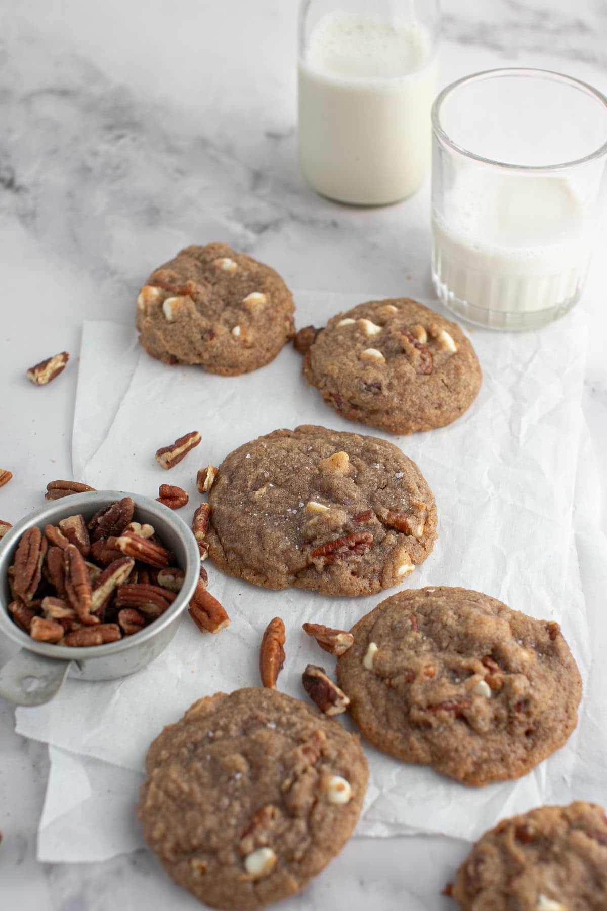 Brown Butter Chai Cookie on parchment paper. 