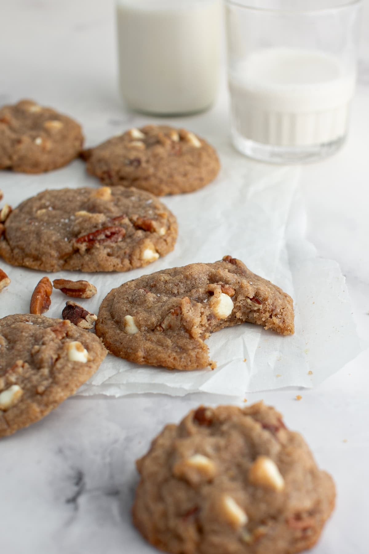 Brown Butter Chai Cookie with a bite missing.