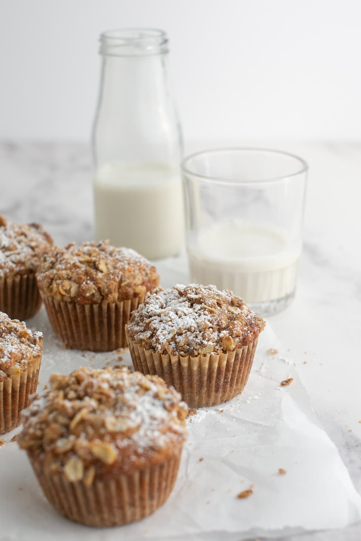 Cinnamon Oatmeal Muffin on parchment paper.