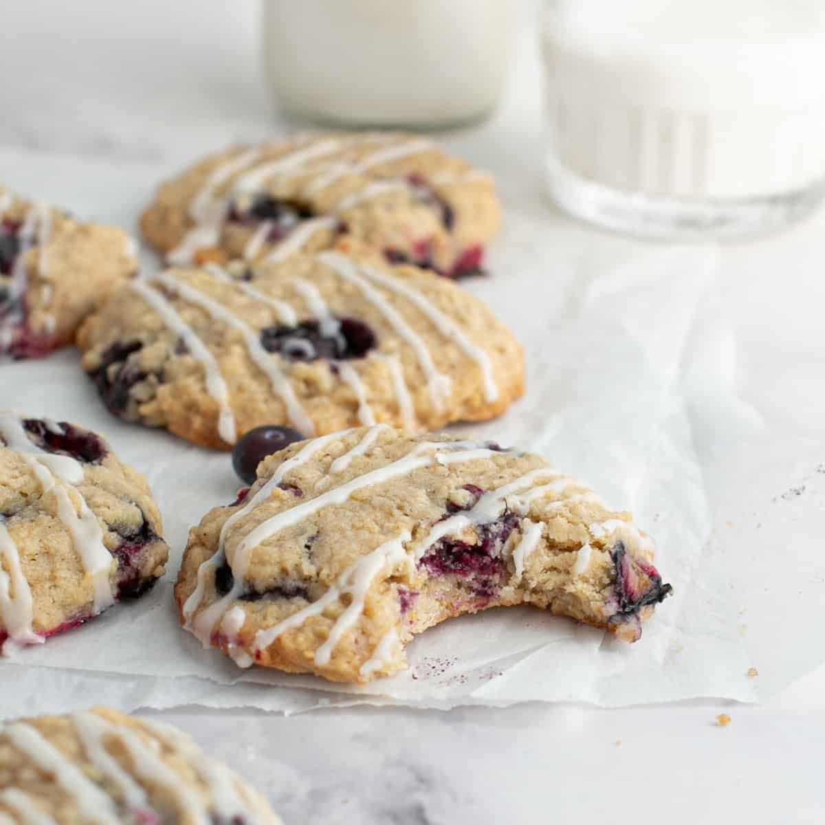 Chewy Blueberry Oatmeal Cookies With Easy Vanilla Glaze