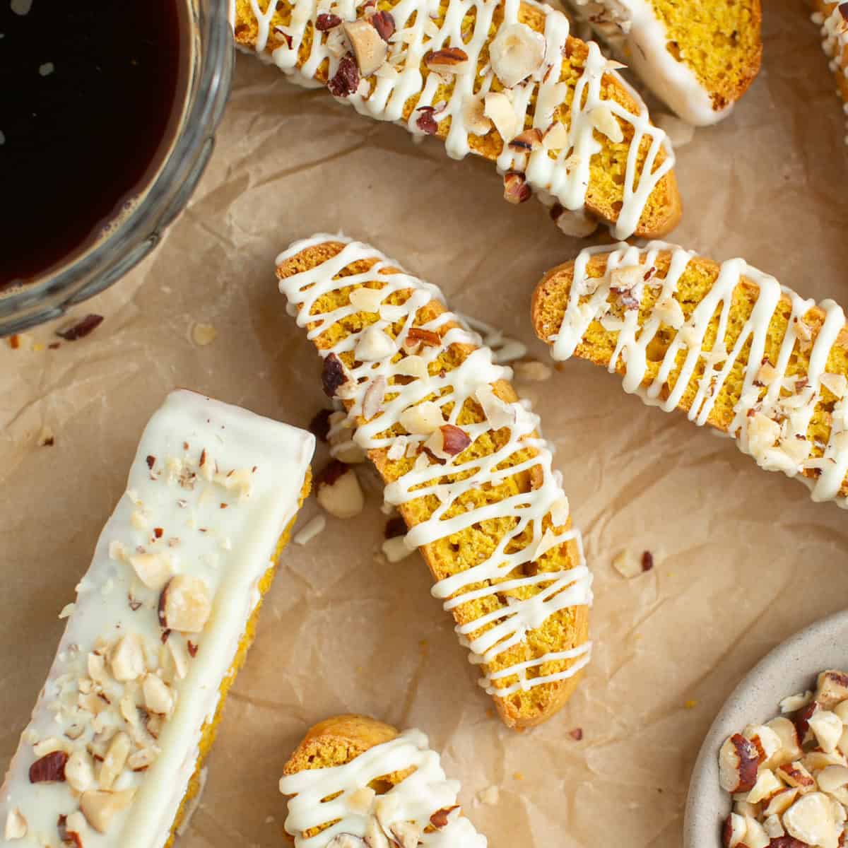 Hazelnut Pumpkin Biscotti with White Chocolate