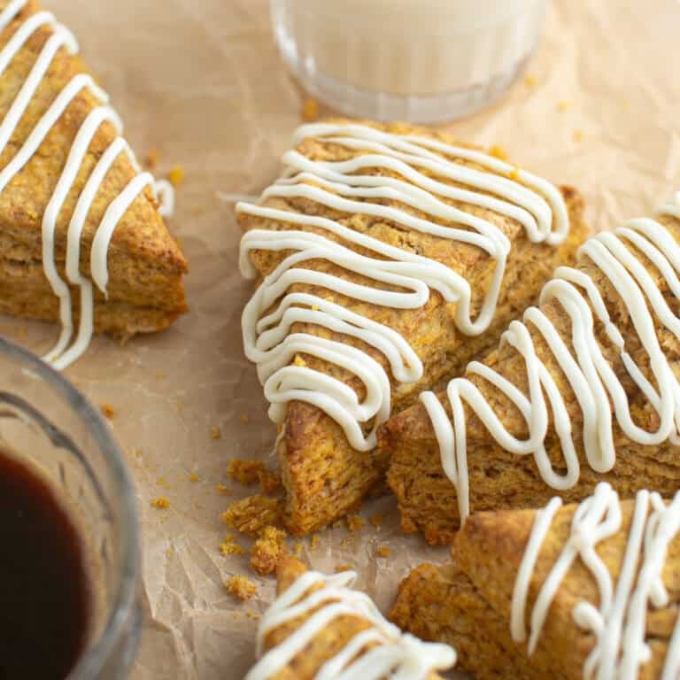 Easy Pumpkin Scones with White Chocolate Drizzle