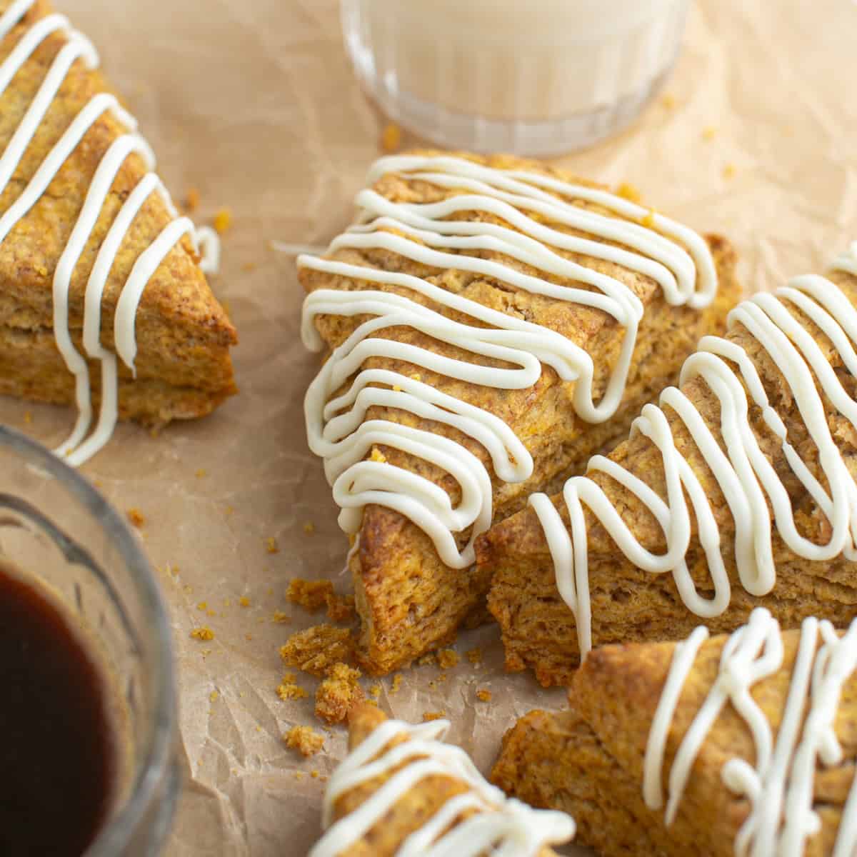 Easy Pumpkin Scones with White Chocolate Drizzle