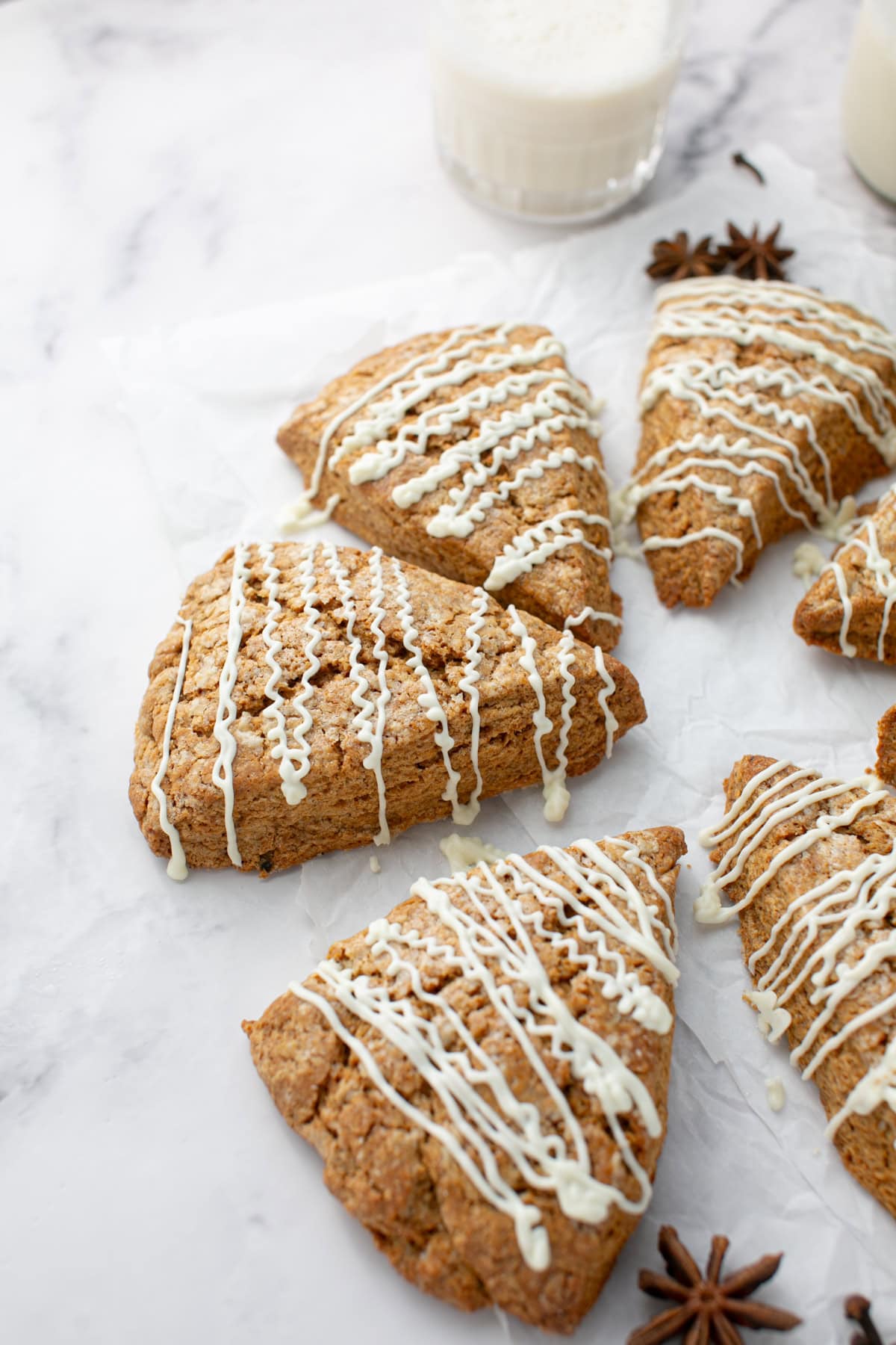 Gingerbread Scone with a glass of milk.