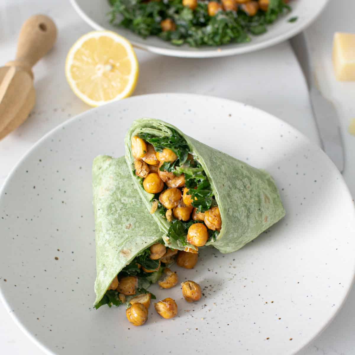 Chickpea Caesar Wraps with Easy Homemade Tahini Dressing